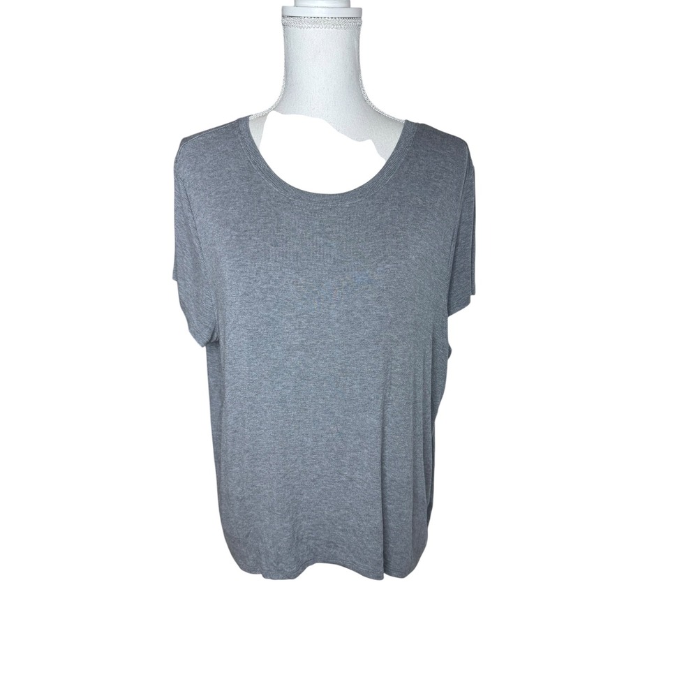 Athleta With Ease Tee Grey Ribbed Modal Short Sleeve Scoop Neck T-Shirt Medium